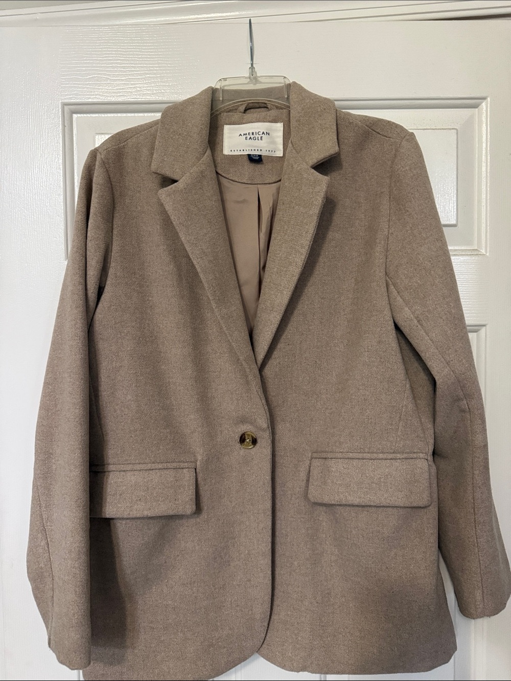 American Eagle Outfitters Taupe Single-Button Blazer Jacket
